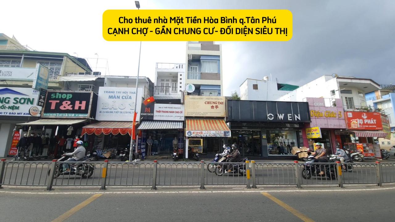 Cho thuê nhà mặt tiền Hòa Bình 72m², 3 Lầu - NGAY CHỢ-SIÊU THỊ - Ảnh chính